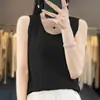 Camisola premium com decote em U para mulheres, design de peça única sem costura, corte justo, realça a clavícula, sem mangas, adequada para usar em camadas, top de malha