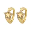 Pendientes de Estrella de Cinco Puntas Calientes Transfronterizos para Mujer Microincrustados de Circonita Brillantes de Lujo Ligero Hebilla de Oreja Elegantes Accesorios de Oreja de Gama Alta Venta al por Mayor