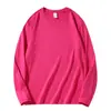 Camiseta de Algodón Puro de Cuello Redondo y Manga Larga de 220g Personalizada Color Puro Ropa de Otoño Ropa Base Ropa de Manga Larga Ropa de Clase Ropa DIY Impresión de Logo