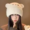 Bonito gorro de orejeras de dibujos animados, cálido y a prueba de viento de lana tejida para otoño e invierno, nuevo estilo versátil, adecuado tanto para hombres como para mujeres