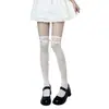 Meias Lolita, meias delicadas com cadarço, meias até o joelho com laço estilo JK, meias finas japonesas de pelo vazado para primavera e verão.