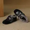2026 Nuevos Zapatos Mary Jane de Felpa Cálidos Otoño/Invierno con Piel Zapatos Nuevos Birkenstock Punta Redonda Retro Zapatos Individuales Zapatos de Algodón