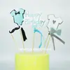 Elefante de Cinta Acrílica Arcoíris Niños Niñas Luna Estrella Pentagonal Bandera Decoración de Pastel de Cumpleaños Tarjeta Insertable