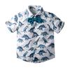 Camisa de Verão para Meninos 2020 Nova Estilo Coreano Infantil Transfronteiriça Manga Curta Cavalheiro Gravata Dinossauro Desenho Animado Camisa Casual
