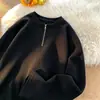 Camiseta Henley masculina de meia-gola com zíper, novo estilo de outono, casual, corte solto, manga longa, adequada como camada interna ou base, moletom moderno