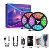 Luz LED con fuente de alimentación USB y pegamento 5050RGB, resistente al agua, control remoto por infrarrojos con tecla RF17, luz de ambiente de fondo de TV de 5 V