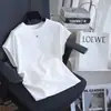 Camiseta de Manga Corta Redonda Holgada Casual Cómoda Estilo Francés Amoníaco Líquido Algodón de Fibra Larga de Xinjiang para Mujer