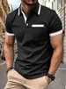 Camisa Polo de Verano para Hombre de Manga Corta con Bolsillo de Botón, Talla Europea Transfronteriza, con Estampado 3D, Polo Casual de Moda