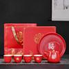 Juego de Té Tetera de Cerámica Rugosa, Estilo Chino Casa Nueva Boda Cerámica Roja Set Kung Fu, Tetera Regalo al por Mayor, Nuevo Estilo Chino