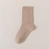 Calcetines de algodón absorbentes de sudor de doble aguja para otoño e invierno, calcetines de pila de color sólido para mujer, calcetines de mujer con giro tridimensional de viento académico, calcetines de tubo grises