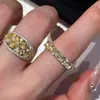 Anillo completo de plata de ley S925 estilo francés de lujo ligero con fila amarilla de diamantes, artefacto apilable, anillo de diamante de alto carbono brillante todo partido para socialité