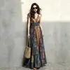 Vestido de tirantes estilo étnico para mujer, atuendo de verano para viajar por las praderas de Xinjiang, vestido largo de vacaciones, vestido maxi fluido