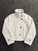 Nueva chaqueta corta de lana de color liso, simple y elegante, para otoño e invierno, de importación, con cuello alto y diseño de botones, abrigo de corte holgado