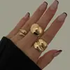 Joyería Transfronteriza Europea y Americana Tendencia de Moda Diseño Geométrico Anillo Curvado Anillo Brillante Anillo Abierto Exagerado