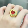 Aretes de anillo colgante de collar de joyería de traje de corazón de durazno cepillado estilo buqirati italiano europeo y americano Cristal Diamante Rojo Rosa