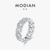 MODIAN Modian Anillo de Plata de Ley s925 Estilo Japonés Distintivo Calle Ins Estilo Anillo-unido Anillo de Diamante Destellante Joyería para Mujeres