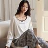Atacado Físico à Vista Primavera e Outono Novo Cor Amazon Algodão Pijama Feminino Cardigã Curto Longo Doce Casual