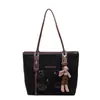 Nova Bolsa Tote de Grande Capacidade 2025, Bolsa de Mão Casual Bordada Bonita e Estilosa, Bolsa de Ombro Pequena Color Block Tendência