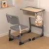 Mesas e Cadeiras Espessas Ajustáveis para Alunos do Ensino Fundamental e Médio, Adequadas para Aulas de Treinamento e Reforço, Mesas de Estudo Modernas Minimalistas com Armazenamento