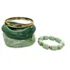 Conjunto de Cuatro Pulseras de Resina con Gradiente Verde Menta Popular Transfronterizo, Pulseras Metálicas Apilables Estilo Vacacional para Mujeres, Accesorios Versátiles para la Mano
