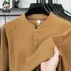 Douyin Live Roupa Íntima Masculina de Pelúcia Dupla Face Outono/Inverno Novo Estilo Amiga da Pele Quente Cor Pura Gola Gaivota Manga Longa Moletom