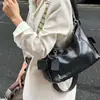 Bolsa Tote Personalizada Guerreiro Negro Bolsa Feminina Couro Genuíno Couro de Vaca High-End Bolsa de Ombro com Corrente para o Dia a Dia Grande Capacidade Processamento OEM