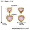 Acero Inoxidable Corazón Cortado Borde de Pan Piedra de Vidrio Bola de Acero Conjunto de Collar Pulsera Aretes Chapado en Oro Real de 18K Que No Se Desvanece
