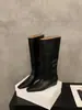 Botas Cavaleiras Chuyuji Bico Fino Marrom Meio da Panturrilha Calçados Femininos 2026 Nova Primavera, Outono, Inverno Botas Longas