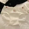 Braguitas de mujer de algodón puro con lazo y entrepierna extendida, estilo crema [10A antibacteriano]