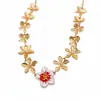 Colar Patchwork Floral com Gotejamento de Óleo Vintage, Corrente Clavicular Nicho de Luxo Leve, Colar Elegante Exquisito Retrô para Mulheres