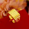 Atacado de fábrica anel da sorte cor de areia anel masculino dourado tendência anel dourado anel aberto dominante