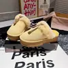 Versión de lana~Jialuoa estilo europeo borla de cabeza grande plataforma de suela gruesa zapatos de algodón para nieve con pelo punta cerrada zapatillas de media caña para mujer