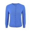 Cárdigan corto de punto acanalado con cuello redondo para mujer, suéter fino de mezcla de lana, chaqueta pequeña de color liso, top, nuevo estilo primavera y otoño