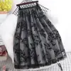 Falda de Malla con Bordado de Hojas Florales Otoño e Invierno para Mujer 20265 Nuevo Estilo Coreano Moderna Fluida con Dobladillo Ancho de Longitud Media