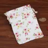 Bolsas de Algodão Estampadas no Atacado, Bolsas Portáteis de Armazenamento com Cordão, Bolsinhas Fofas de Algodão e Linho, Bolsas para Embalagem de Doces e Presentes com Cordão