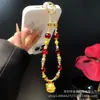 Cadena para Teléfono Móvil Gato de la Suerte Festiva de Año Nuevo Cadena Roja Colgante Otoño e Invierno Nuevo Llavero con Cuentas de Cristal Cadena Cuerda Venta al por Mayor