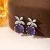 Pendientes de Zirconia Coloridos de Lujo Ligero para Mujer, Pendientes Versátiles de Gama Alta, Pendientes de Regalo de Banquete de Moda, Joyería al por Mayor