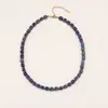 Collar de Cubos de Azúcar de Lapislázuli Natural con Cuentas, Lujo Ligero, Sensación de Alta Gama, Cadena para Suéter de Moda Retro, Pulsera de Nicho Estilo Europeo y Americano