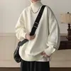 Suéter de Gola Alta Masculino High-end Preguiçoso Oversize Inverno Engrossado Retro Americano Cor Sólida Marca Tendência Suéter Básico