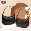 Bolso de media luna retro de moda, diseño simple, tejido a mano, para hombro, debajo del brazo, para el trabajo