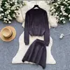 Atuendo de Estilo Elegante: Conjunto de Dos Piezas de Cárdigan y Falda Tejidos Fuertemente Bordados para Mujer, Traje Nuevo de Otoño 2026 para el Trabajo