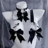 Gargantilla de Campana de Palacio Estilo Japonés Lazo Negro Entrenamiento Chica Suave Castigo de Pezón Accesorios de Conjunto Sexy