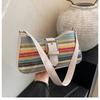 Bolso de Moda de Paja Tejida para Mujer 2025 Bolso de Playa de Color Contrastante para Vacaciones de Verano en la Costa Estilo Occidental Bandolera Sobaco