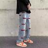 Pantalones de calle estilo americano, estilo europeo y americano, diseño de nicho para hombre, pantalones rectos con letras bordadas, jeans vintage vintage