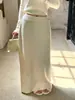 Falda tejida suave estilo coreano para mujer, de cintura alta, adelgazante, corte holgado, versátil, con un diseño largo y fluido