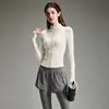 Traje de fitness profesional para mujer, chaqueta adelgazante de manga larga con cuello alto, pantalones de tiro alto tipo dos piezas, ropa deportiva elástica para entrenamiento