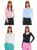 Archivm Otoño Retro Hombro Recto Cuello Henley Doble Capa Dobladillo Enrollado Manga Larga Tejido Capa Base Superior Ajuste Delgado Camiseta