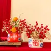 Nochevieja 2026 Fruta de la Prosperidad Fruta Roja Flores Artificiales Arreglos Florales Falsos Arreglos Florales para Sala de Estar Arreglos Florales Decorativos