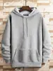 Suéter para hombre, otoño e invierno, terciopelo grueso, suelto, talla grande, color sólido, informal, chaqueta con capucha de moda para adolescentes y estudiantes.