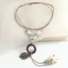 Estilo Étnico Retro Cerámica Accesorios de Collar Joyería para Mujer Diseño de Nicho Versátil Cadena Larga para Suéter Lujo Accesible y Sentido de Alta Gama